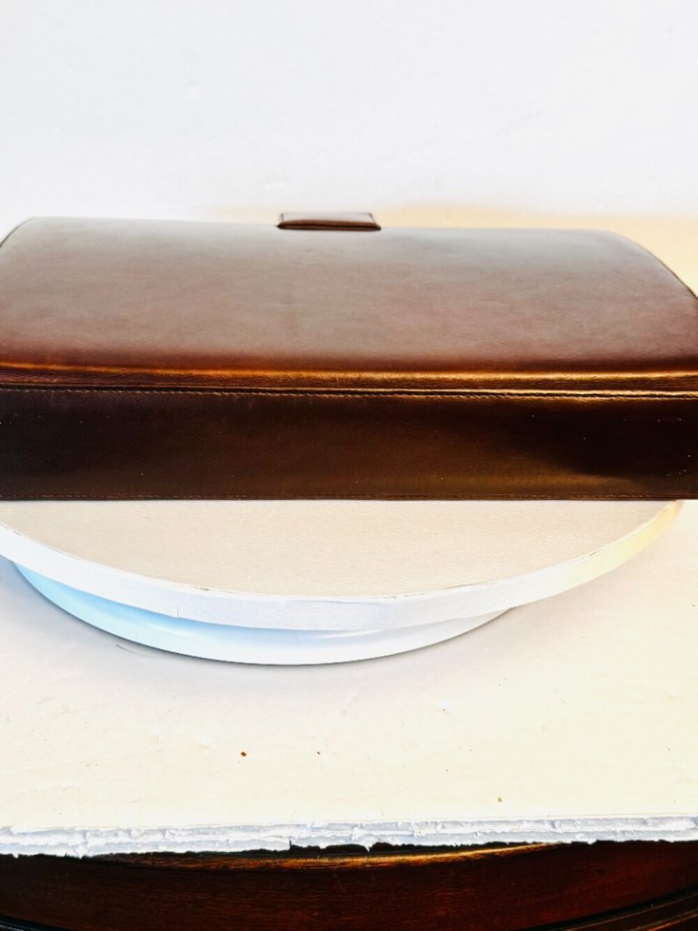 Vtg Leather Dresser Jewelry Box Rare Storage Holder Black Velvet Lining READ - Picture 9 of 16